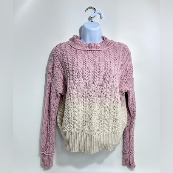 Anthropologie Marci Dip Dyed Sweater Women’s Size Med Cable Knit Mock Neck Knit - Picture 3 of 6